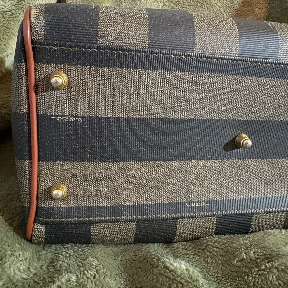 Fendi Brown and Black Striped small Duffel tote - Picture 7 of 11
